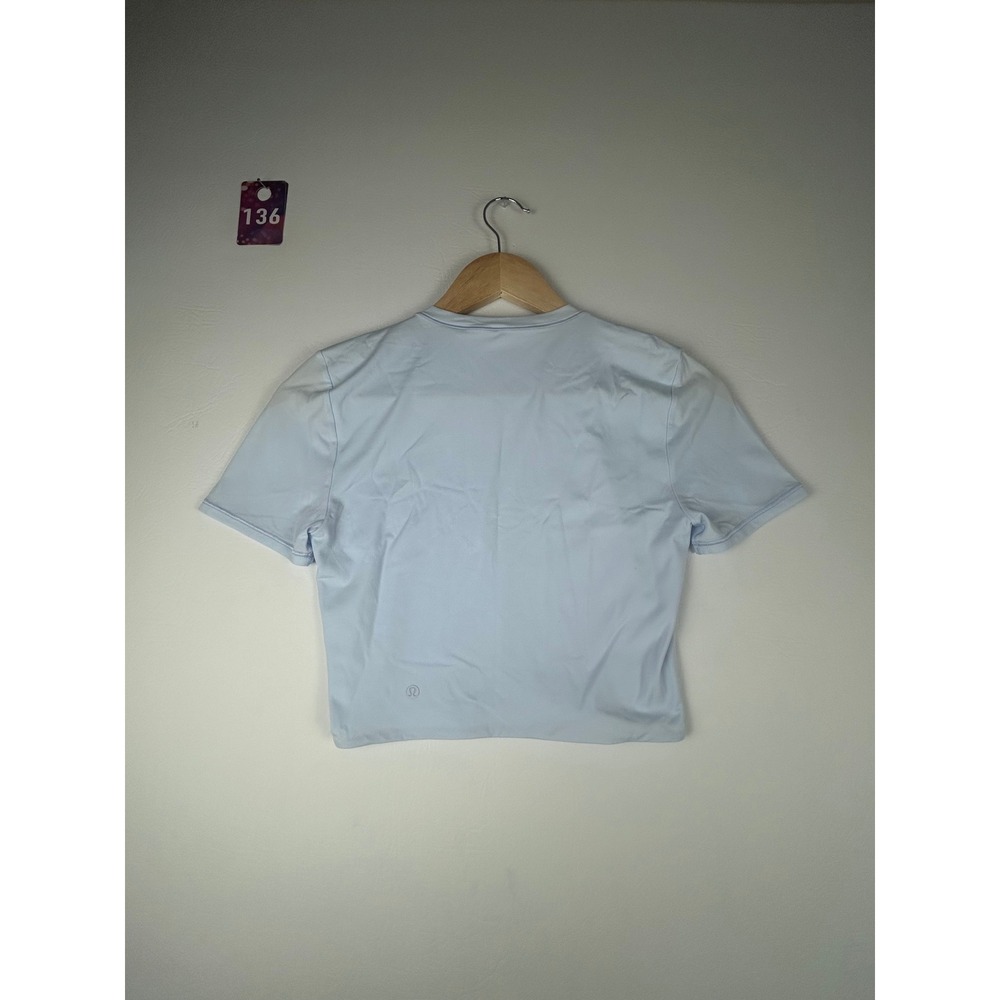 Lululemon Womens Fitted Crop Top Small Sky Blue Short Sleeve Athletic Shirt - Picture 5 of 6